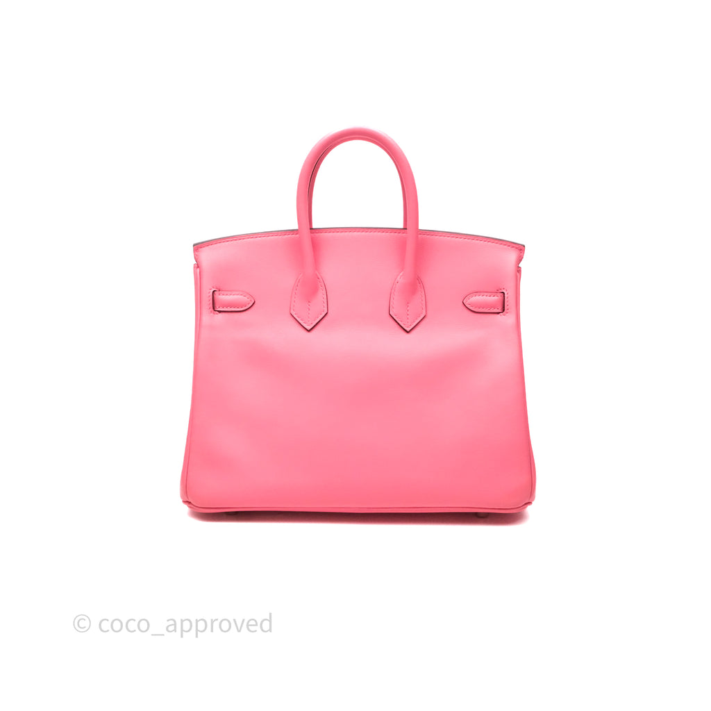 Hermès Birkin 25 Retourne Rose Azalee 8W Swift Palladium Hardware