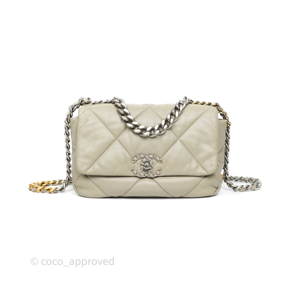 Chanel 19 Small Sage Grey Mixed Hardware