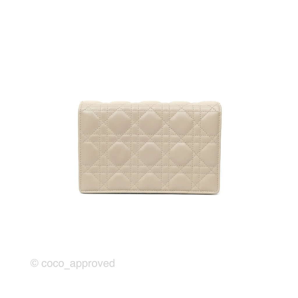 Christian Dior My Dior Daily Chain Pouch Sand-Colored Cannage Lambskin Gold Hardware