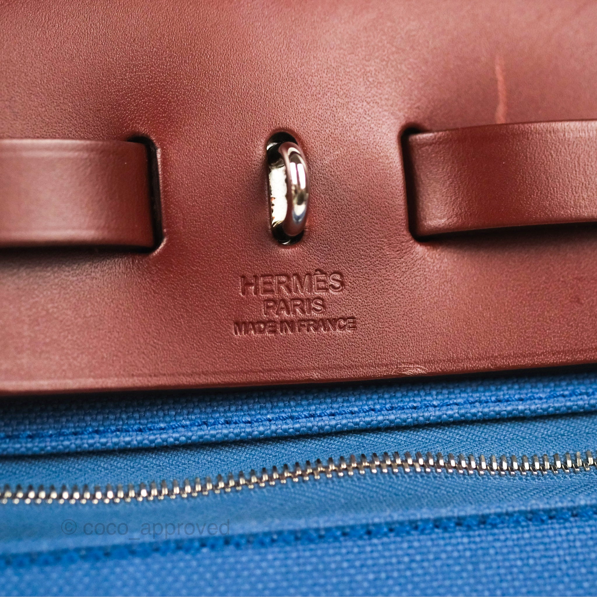Hermès Herbag Zip 31 Rouge H/Bleu Agate Canvas Palladium Hardware