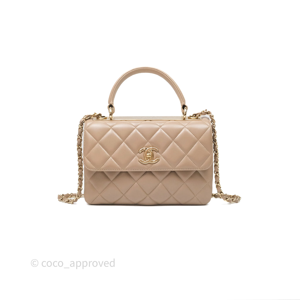 Chanel Small Trendy CC Beige Lambskin Gold Hardware