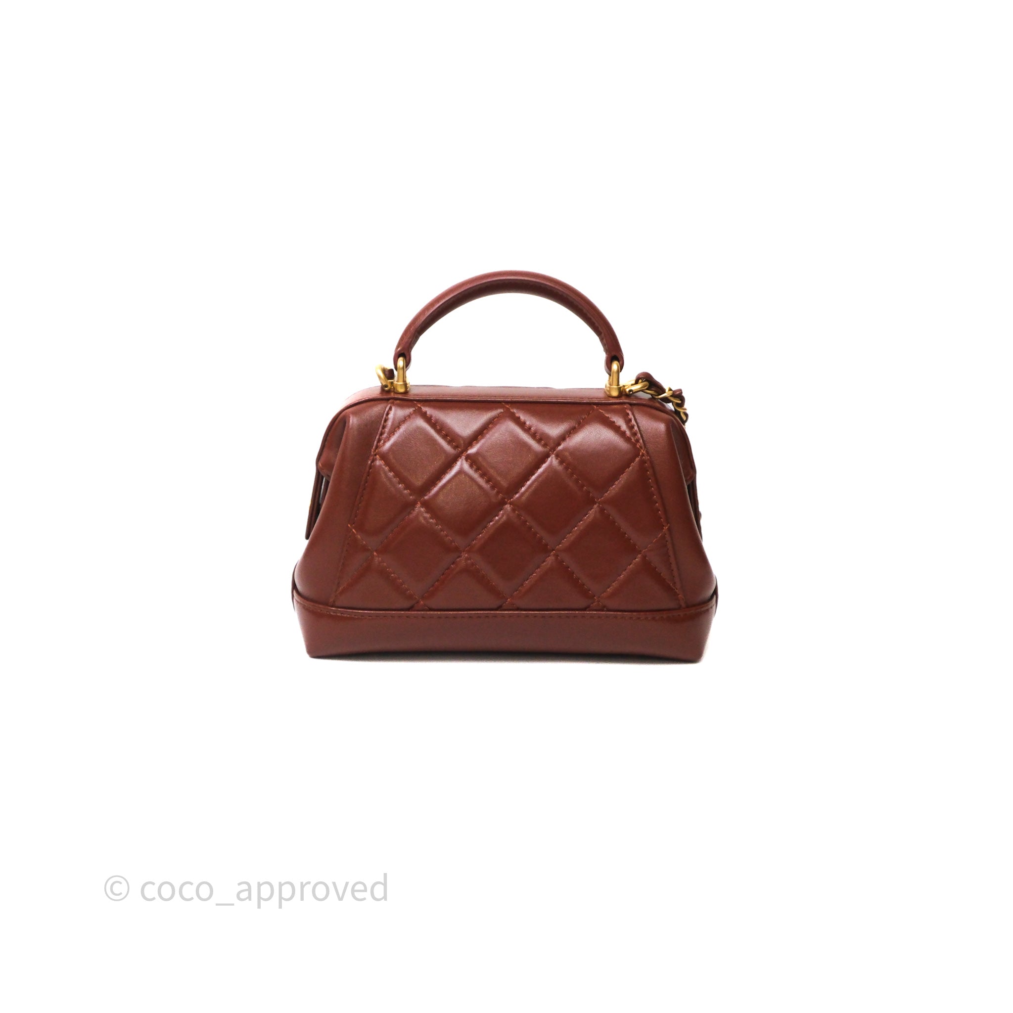 Chanel Mini Cocodoc Doctor Bag Quilted Brown Shiny Lambskin Aged