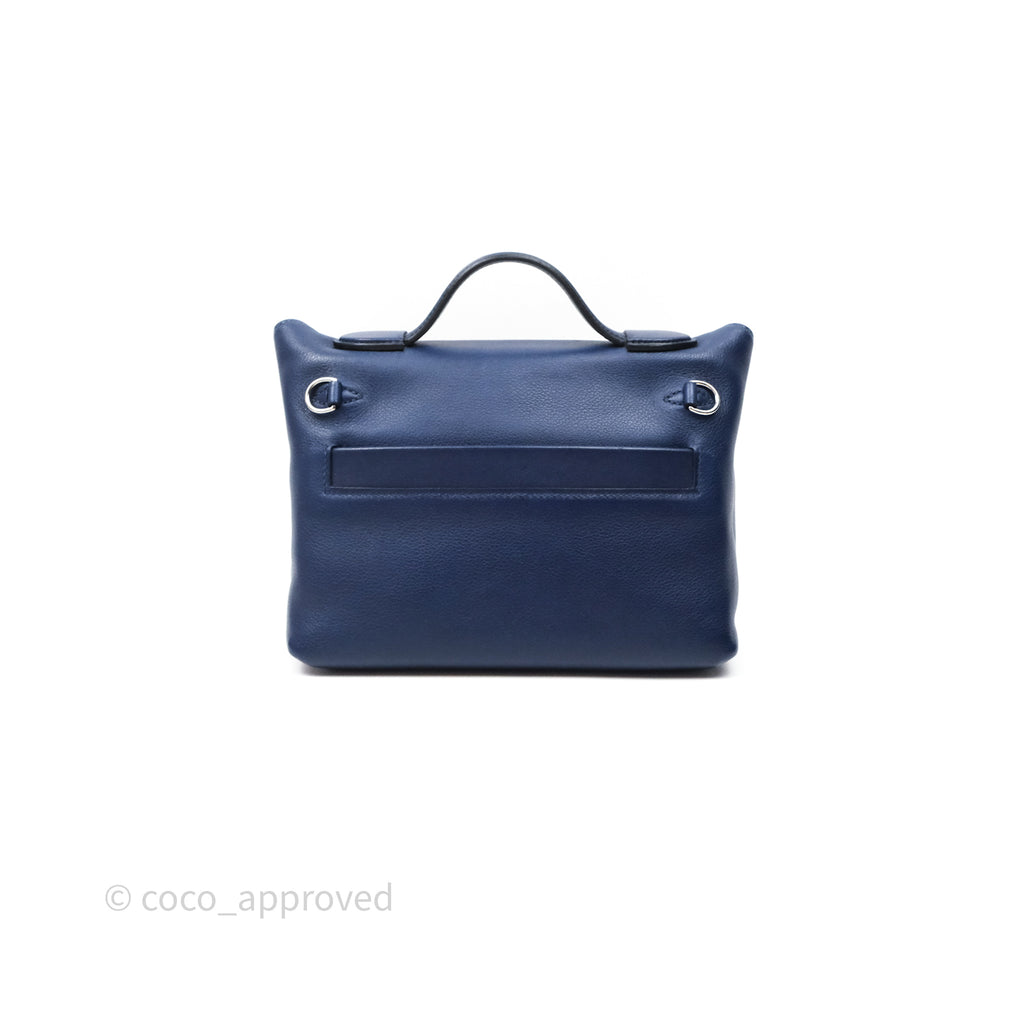 Hermès 24/24 21 Mini Bleu Saphir 73/ Bleu Indigo 76/ Bleu France 71 Evercolor/ Swift Palladium Hardware