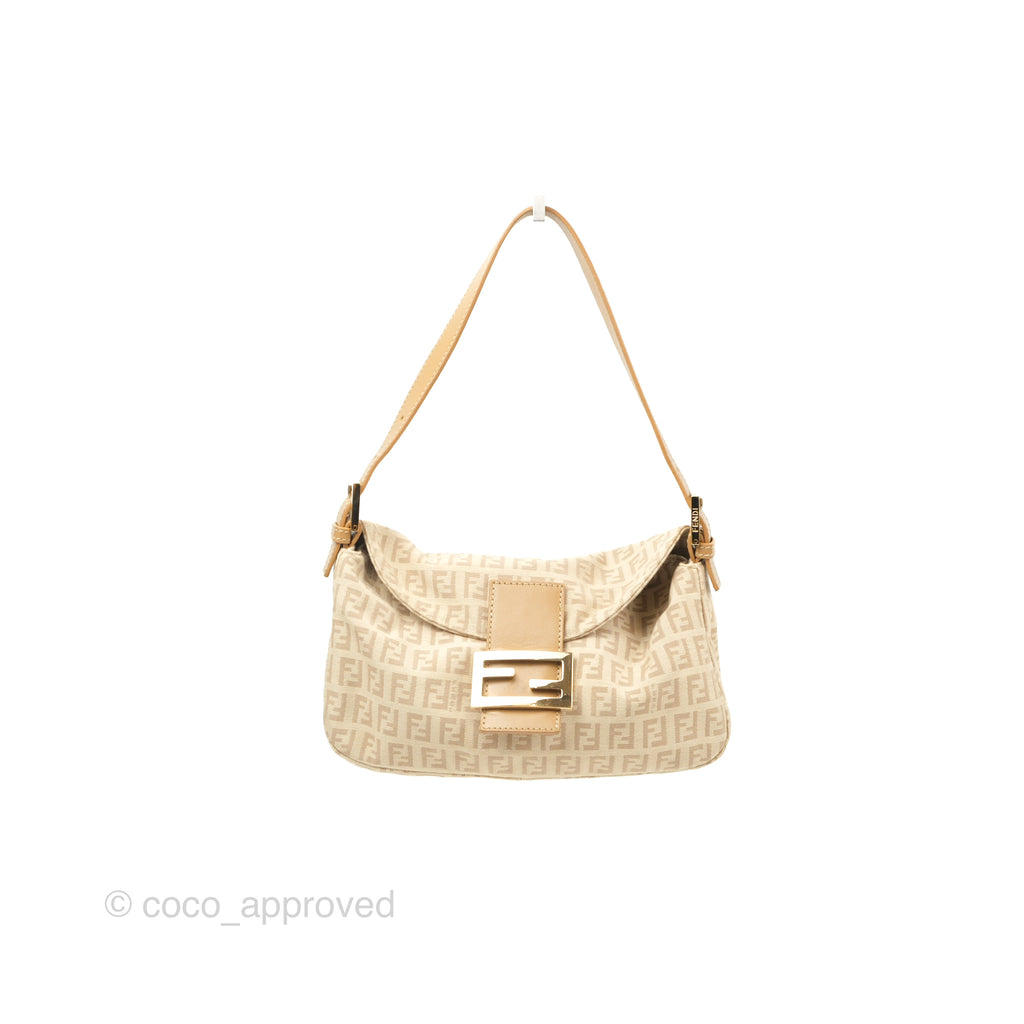 Fendi Vintage Baguette Shoulder Bag Beige Zucchino Canvas