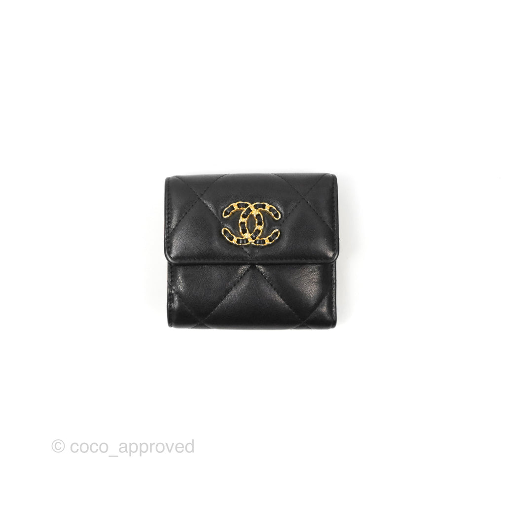 Chanel 19 Short Flap Wallet Black Lambskin