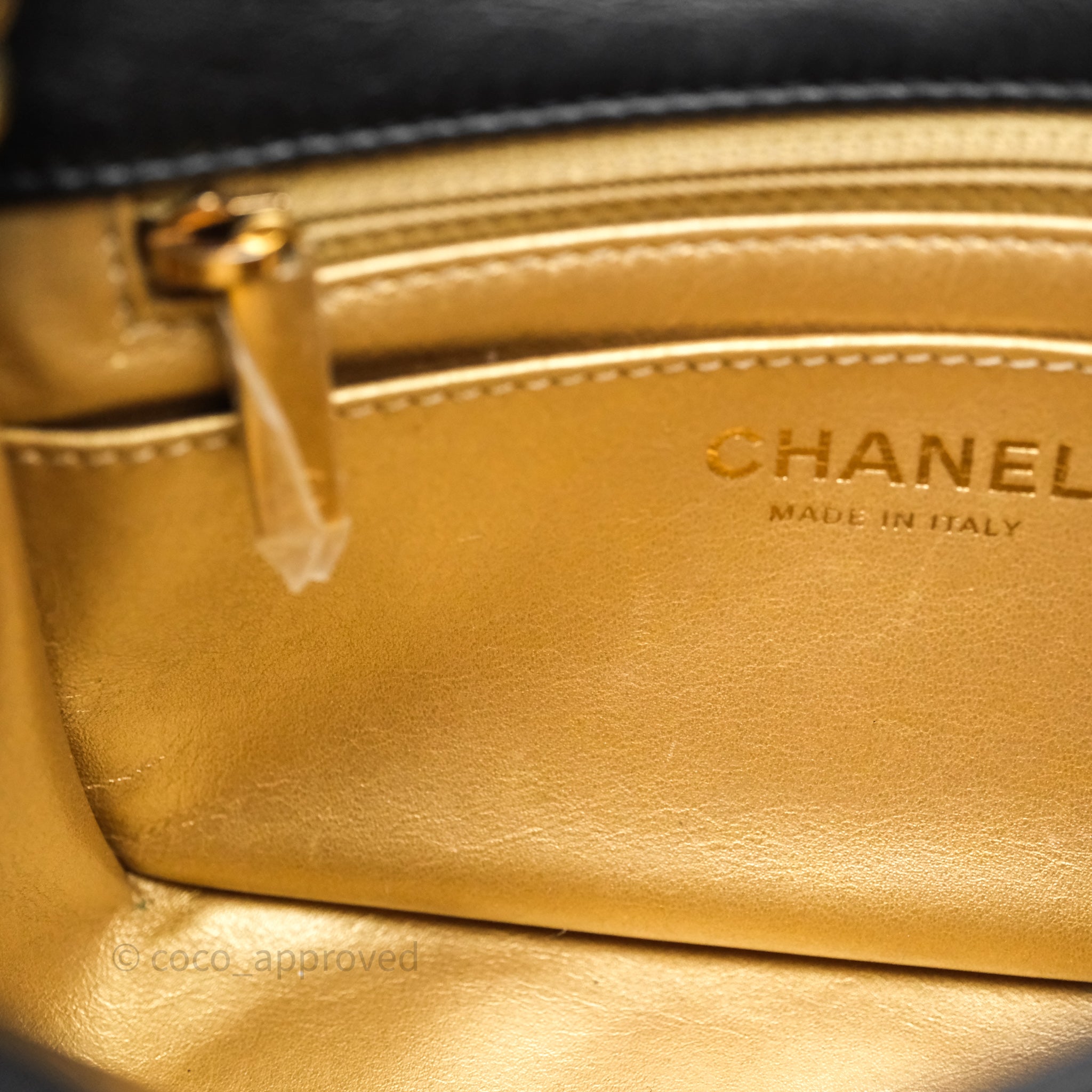 Chanel Pearl Crush Mini Square Quilted Black Lambskin Aged Gold