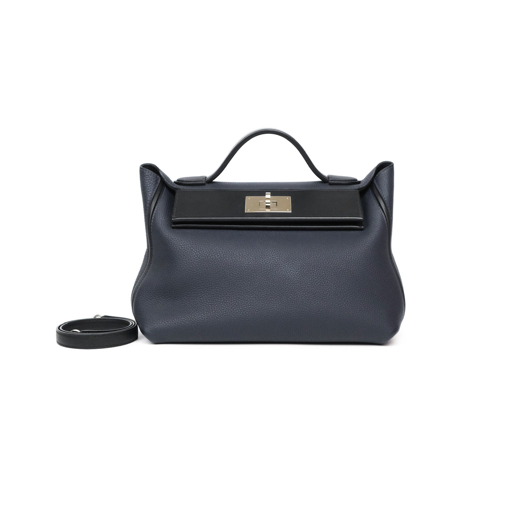 Hermès 24/24 29 Bleu Nuit 2Z / Noir Black 89 Togo/Swift Palladium Hardware