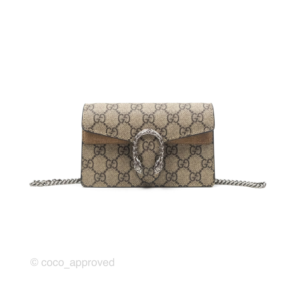 Gucci Dionysus GG Supreme Super Mini Crossbody Bag Ruthenium Hardware