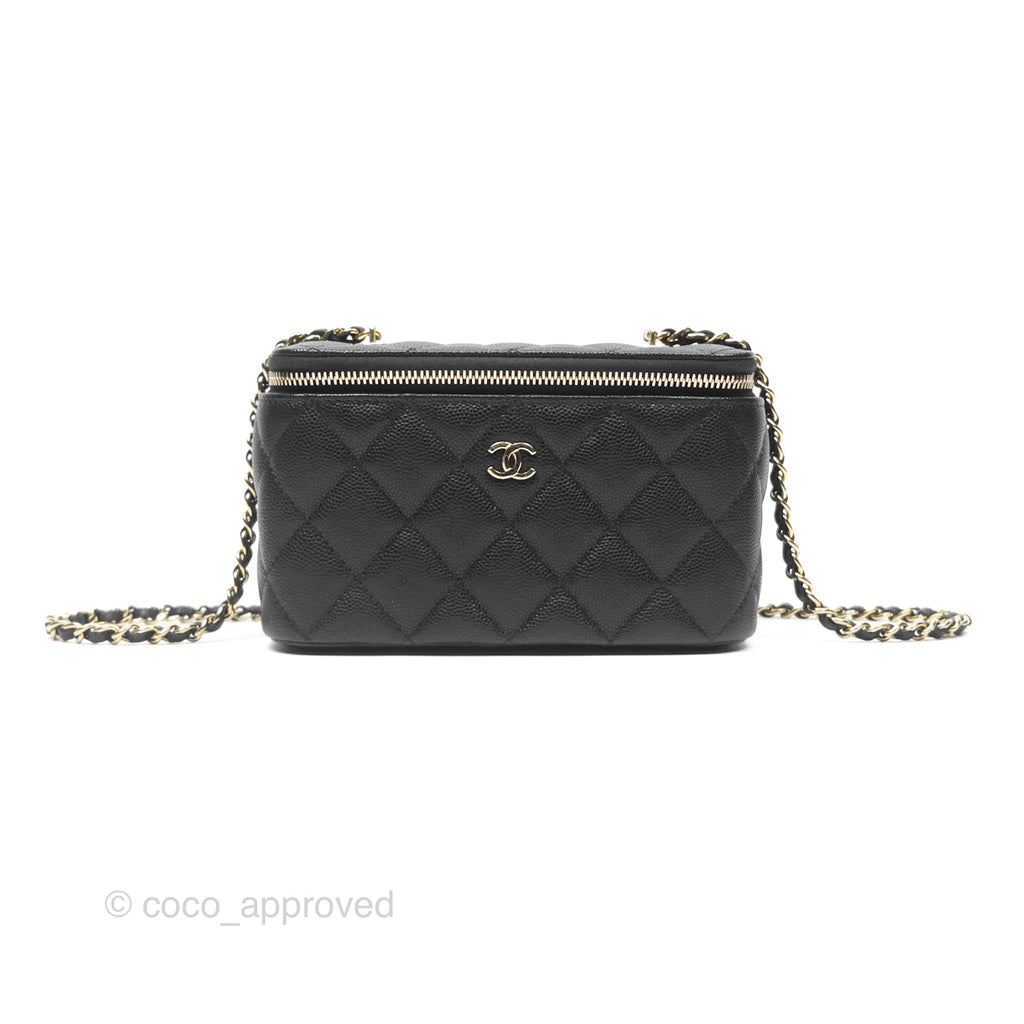 Chanel Vanity Rectangular With Chain Black Caviar Gold Hardware