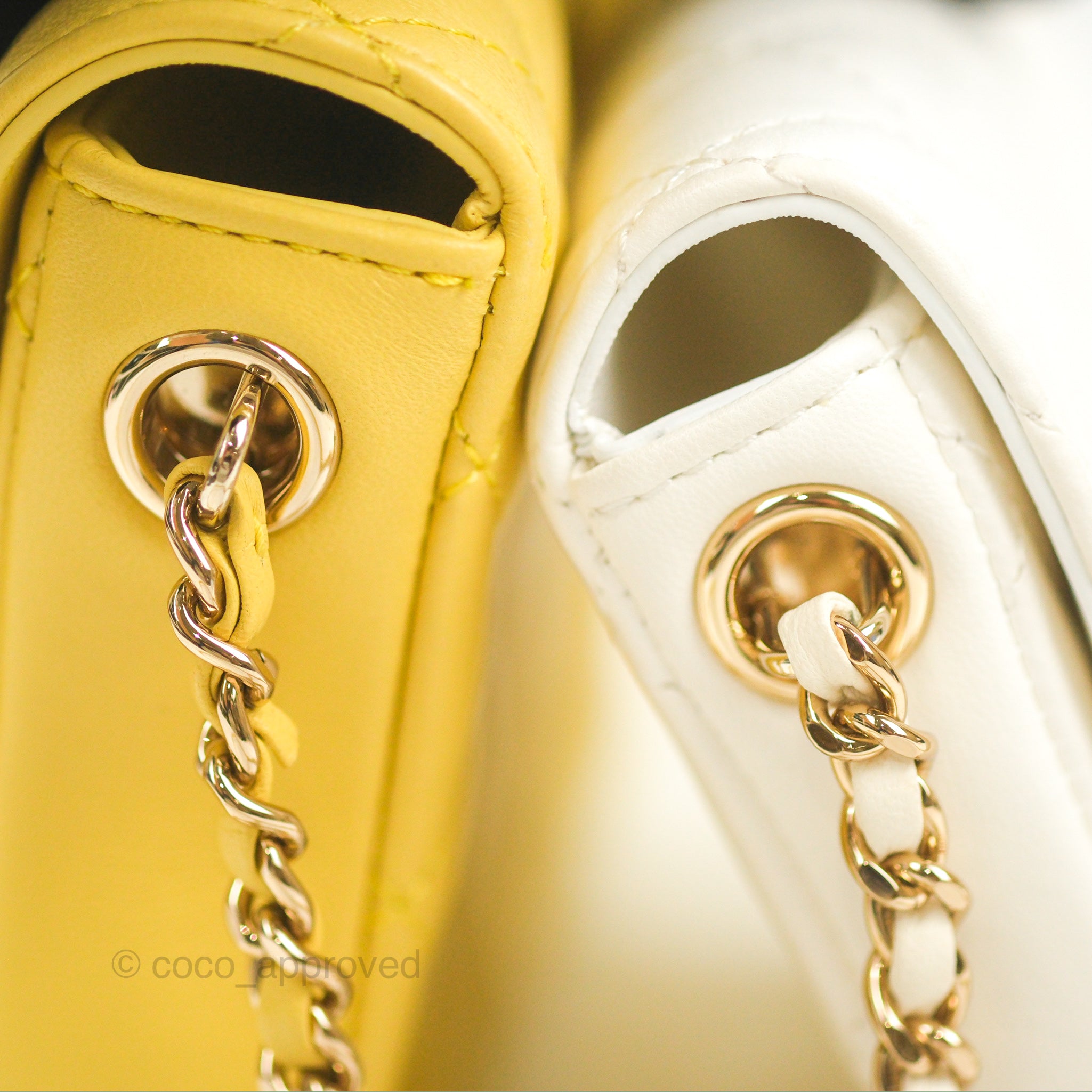 Chanel Yellow Patent Leather Mademoiselle Lock Jewelry Chain Large