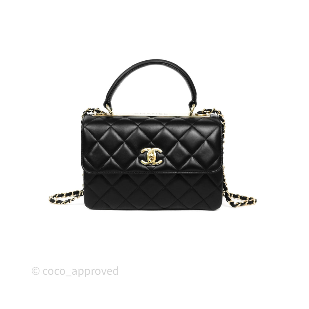 Chanel Small Trendy CC Black Lambskin Gold Hardware