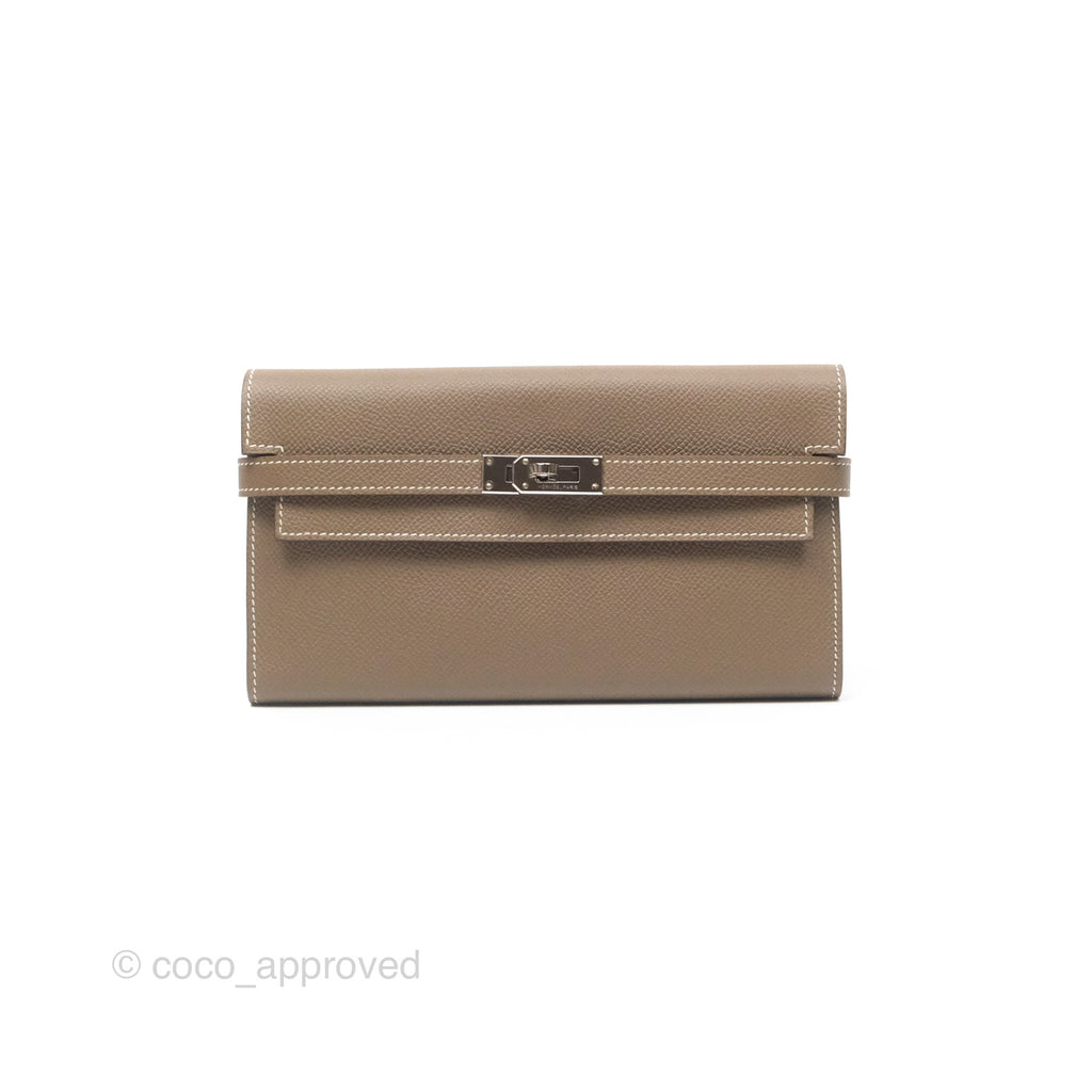 Hermès Kelly Wallet Etoupe Epsom Palladium Hardware