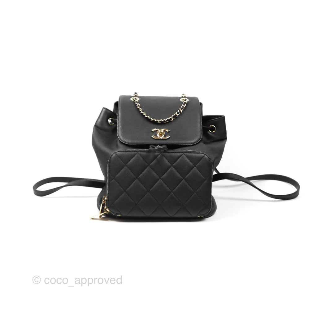 Chanel Quilted Business Affinity Backpack Black Caviar Gold Hardware