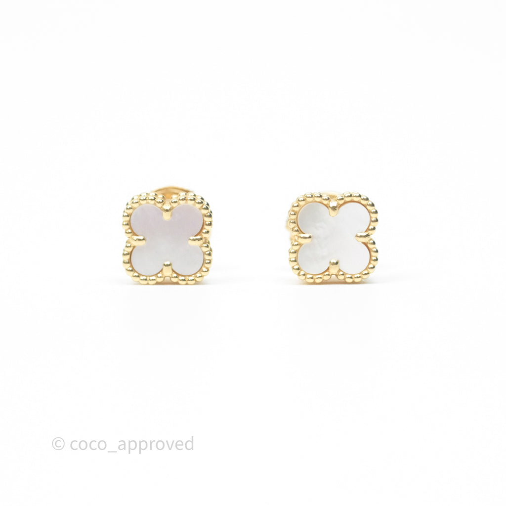 Van Cleef & Arpels Sweet Alhambra Earrings White Mother-of-pearl Yellow Gold