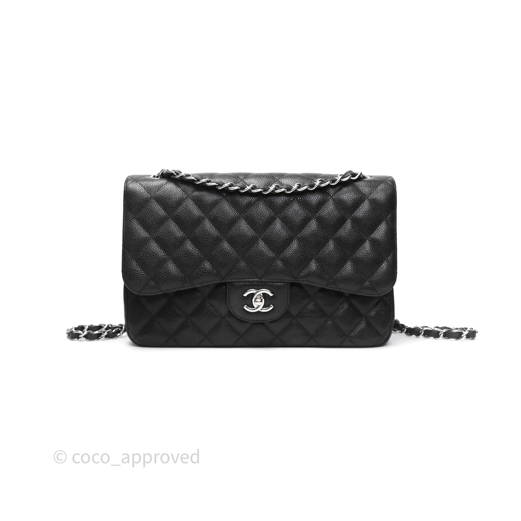 Chanel Jumbo Double Flap Black Caviar Silver Hardware⁣⁣