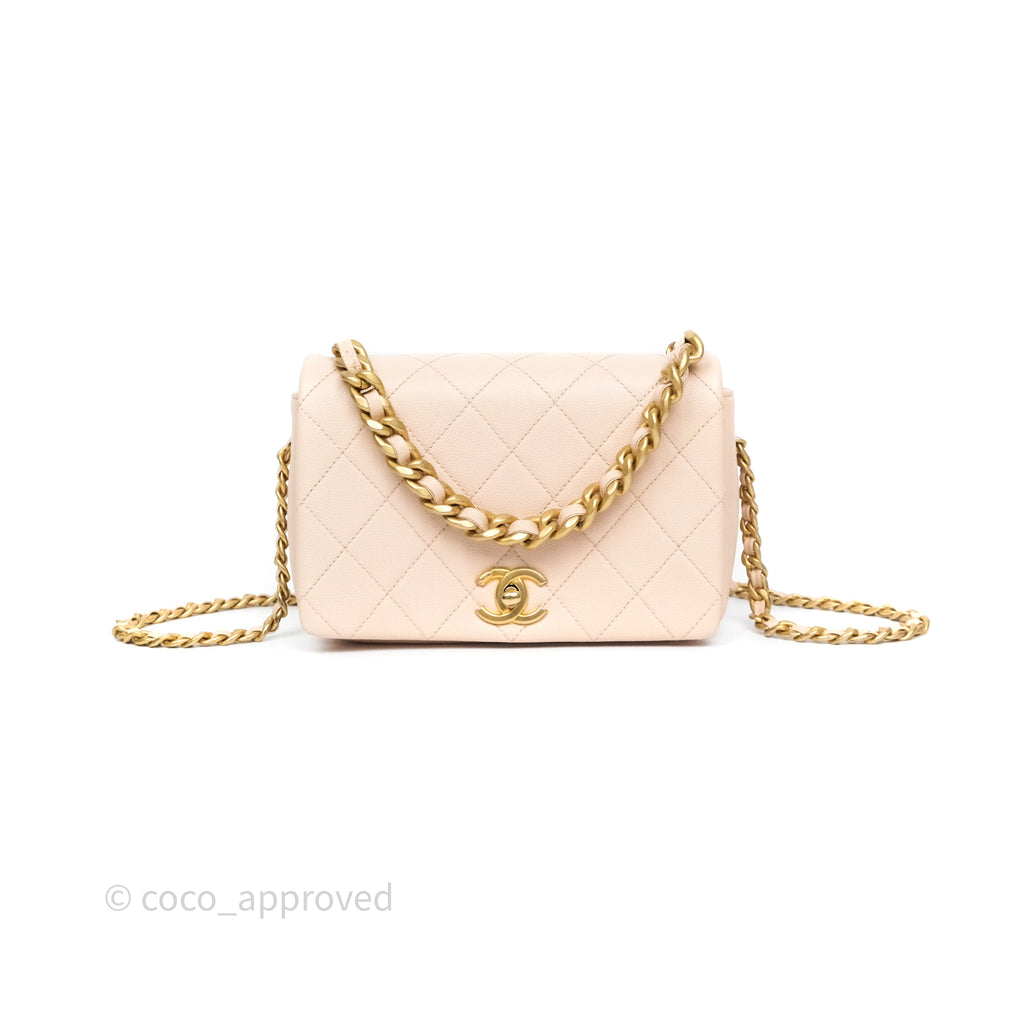 Chanel Small Fashion Therapy Flap Bag Light Pink Caviar Aged Gold Hardware