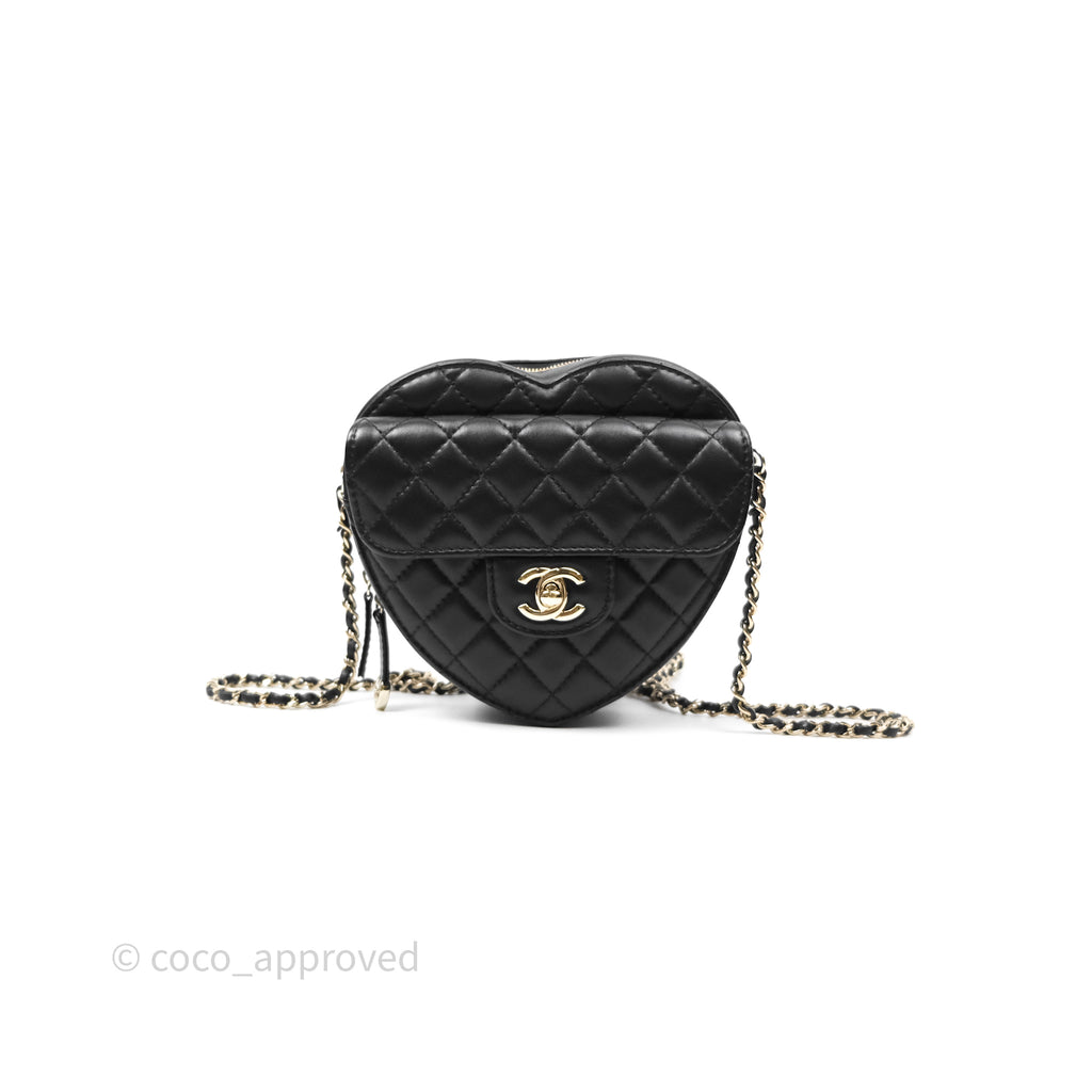 Chanel Large Heart Bag Black Lambskin Gold Hardware 22S