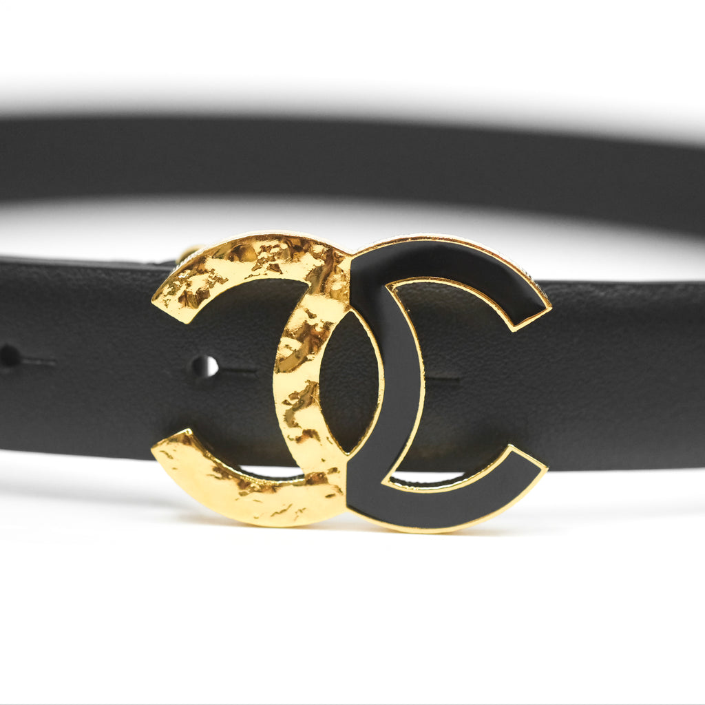 Chanel CC Belt Black Gold Hardware Size 75 24C