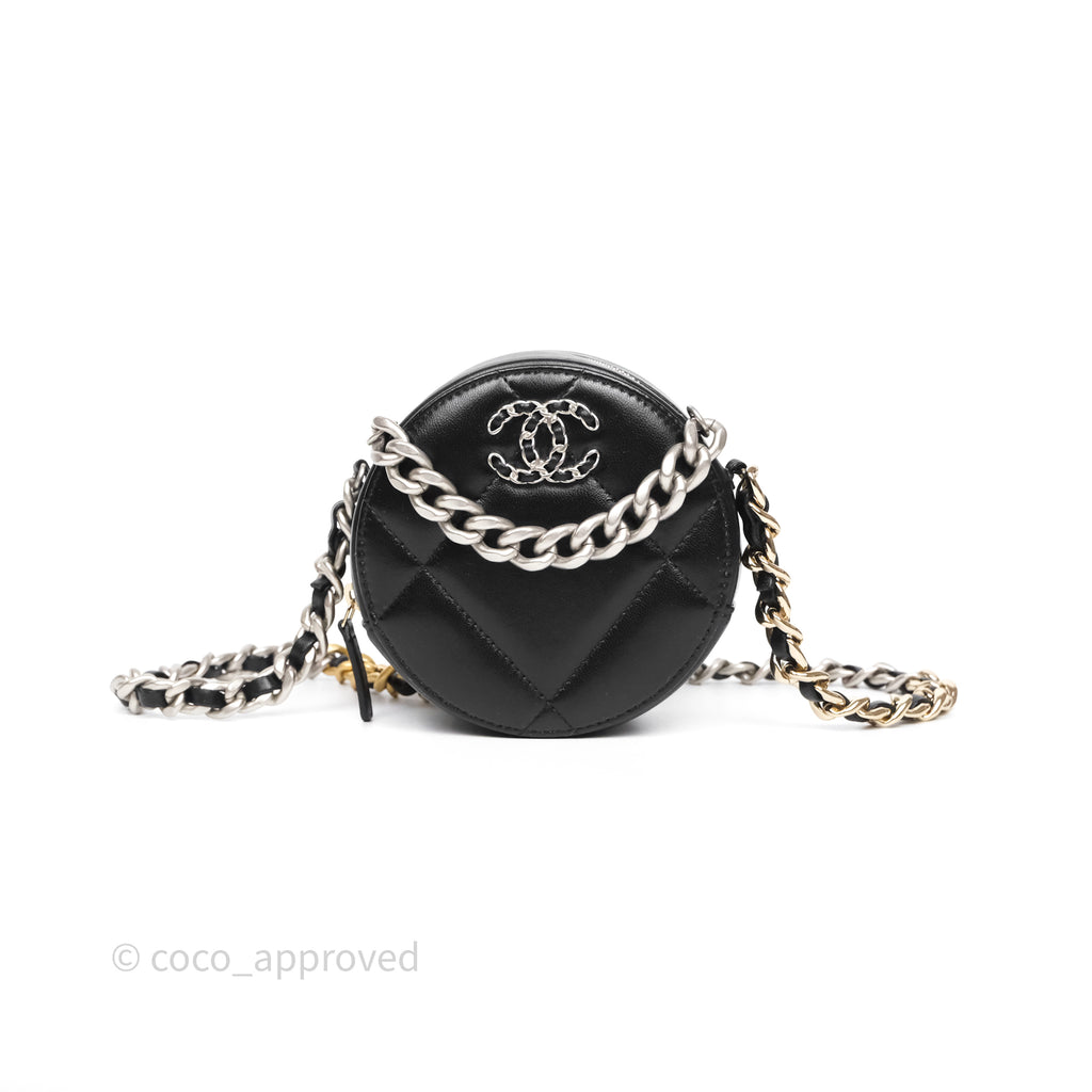 Chanel 19 Round Clutch With Chain Black Mixed Hardware