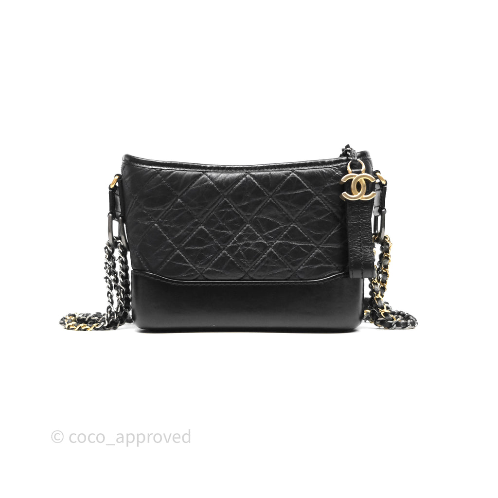 Chanel Small Gabrielle Hobo Quilted Black Aged Calfskin