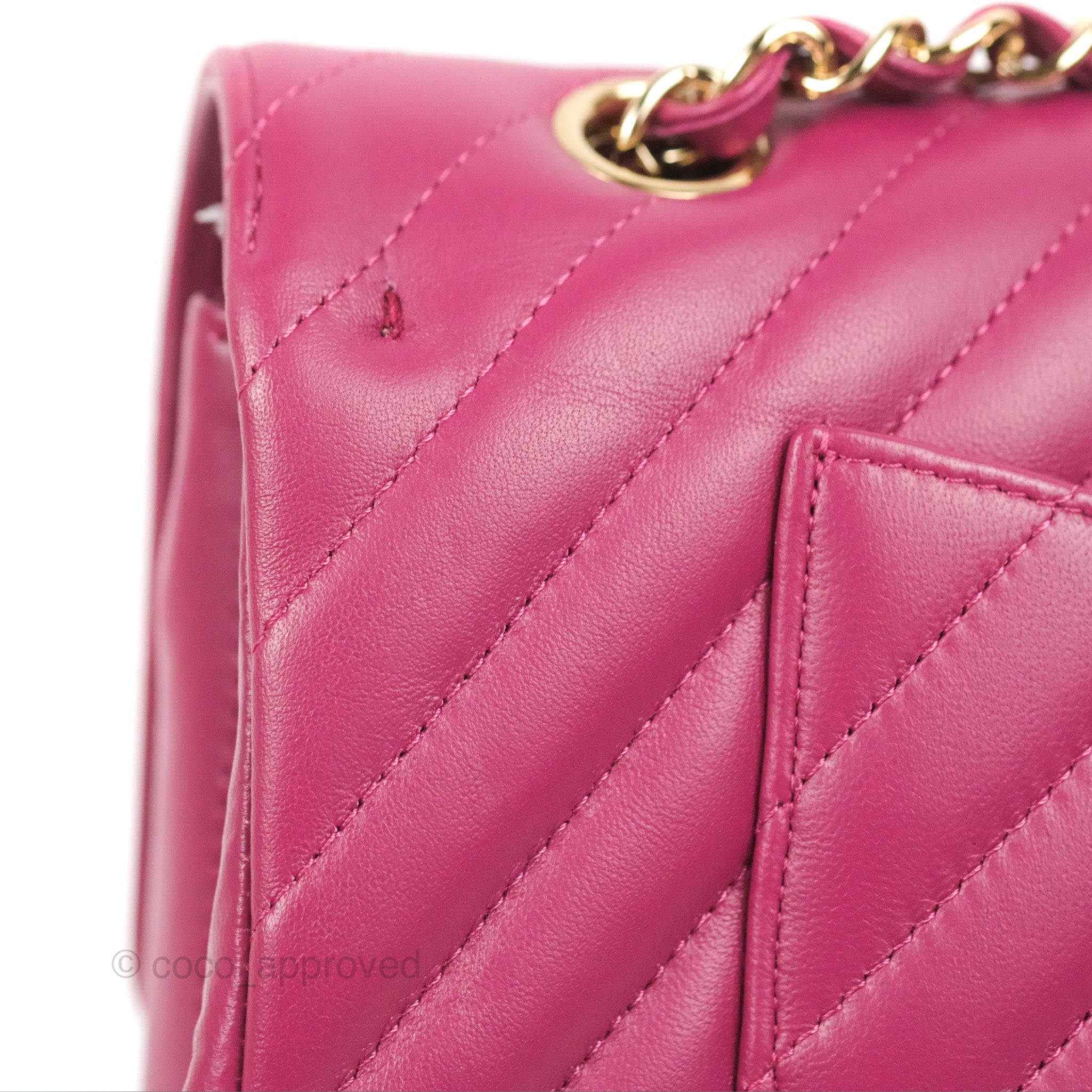 Chanel Medium Classic Flap Chevron Plum Pink Lambskin Gold Hardware – Coco  Approved Studio