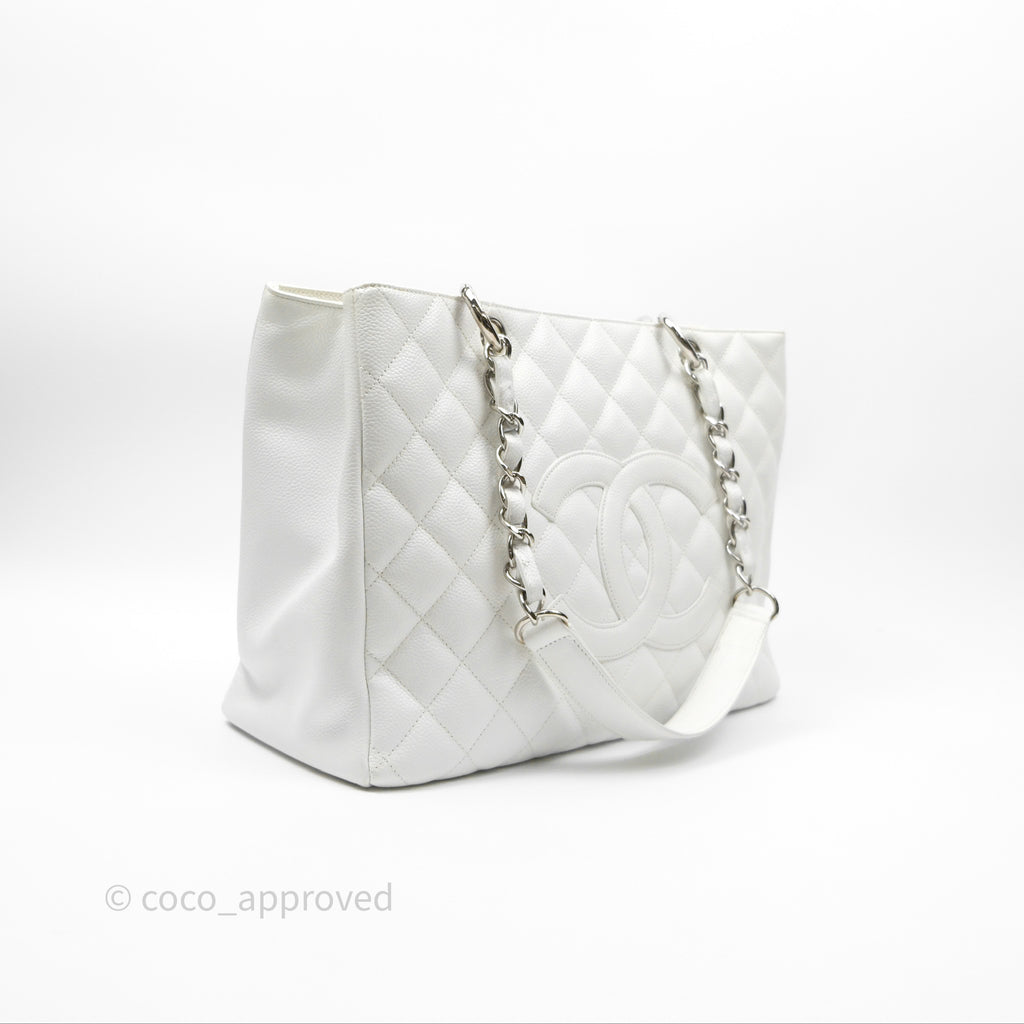 Chanel GST White Caviar Silver Hardware