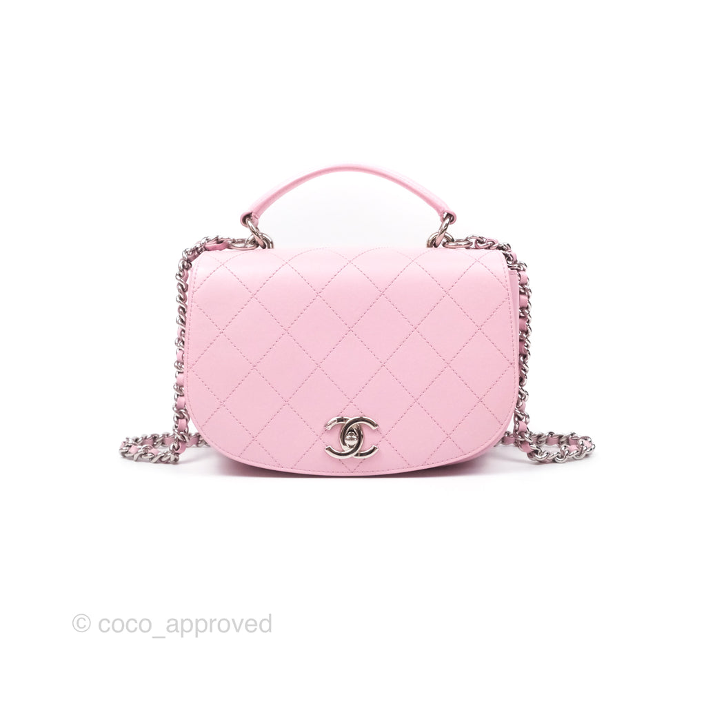 Chanel Stitched Ring My Bag Flap Crossbody Pink Calfskin Silver Hardware