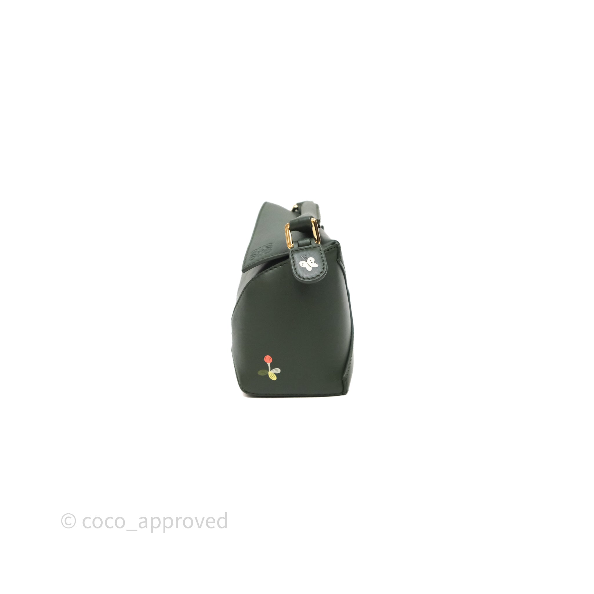 Loewe X SUNA FUJITA Mini Pandas Puzzle Bag Dark Green Calfskin