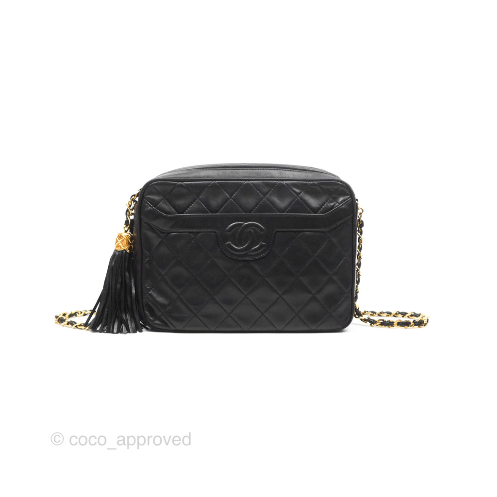 Chanel Vintage Small Camera Bag Black Lambskin Gold Hardware