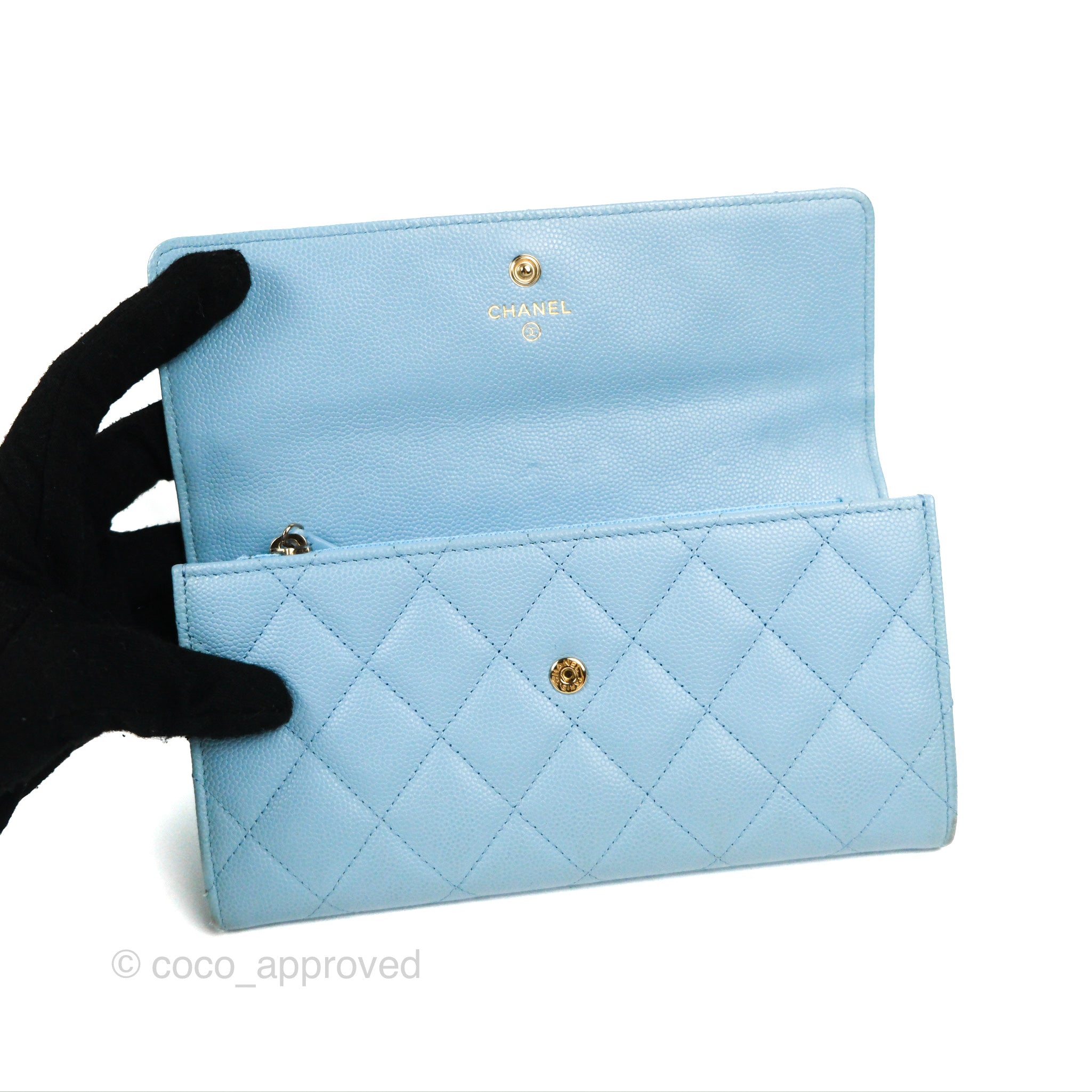 Chanel Large Blue Caviar CC Logo Timeless Flap Wallet 819ca78W, Women's
