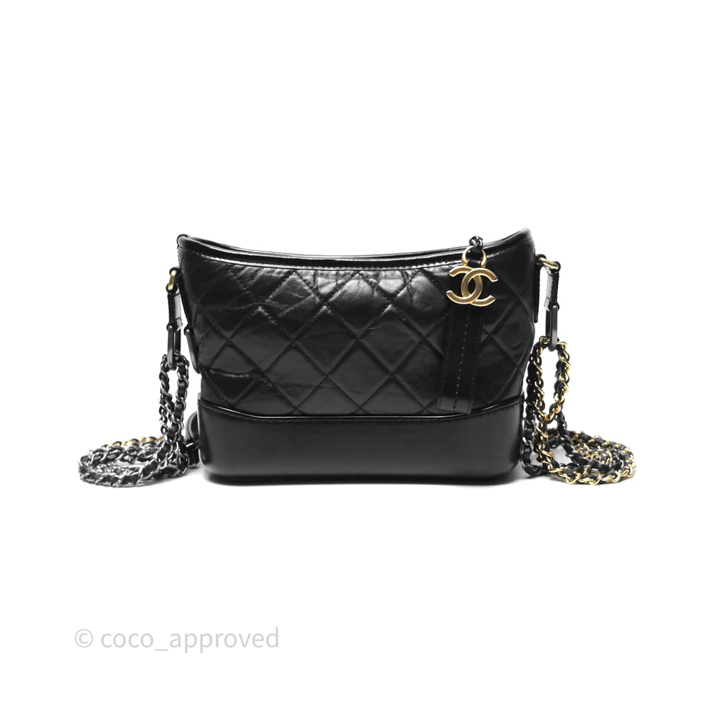 Chanel Small Gabrielle Hobo Quilted Black Aged Calfskin