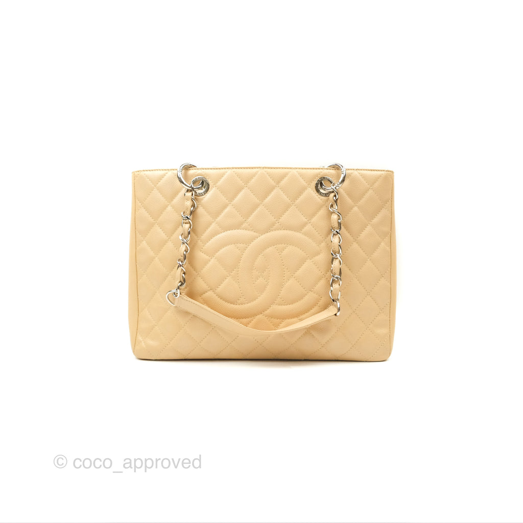 Chanel GST Beige Caviar Silver Hardware