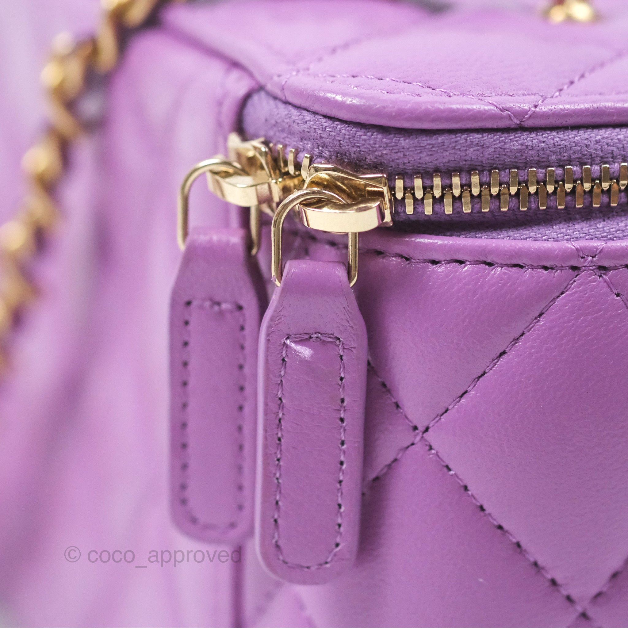 Chanel Pearl Crush Vanity With Chain Purple Lambskin Aged Gold