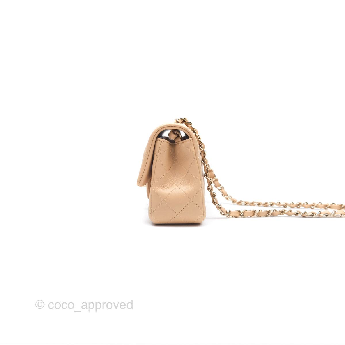 Chanel Quilted Mini Rectangular Beige Lambskin Gold Hardware – Coco ...