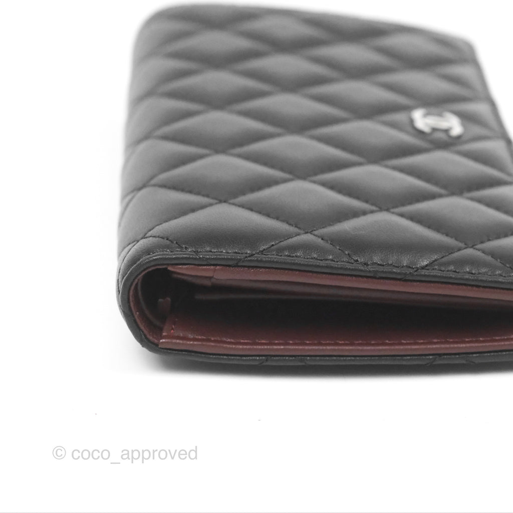 Chanel Classic Quilted Long Wallet Black Lambskin Silver Hardware – Coco  Approved Studio