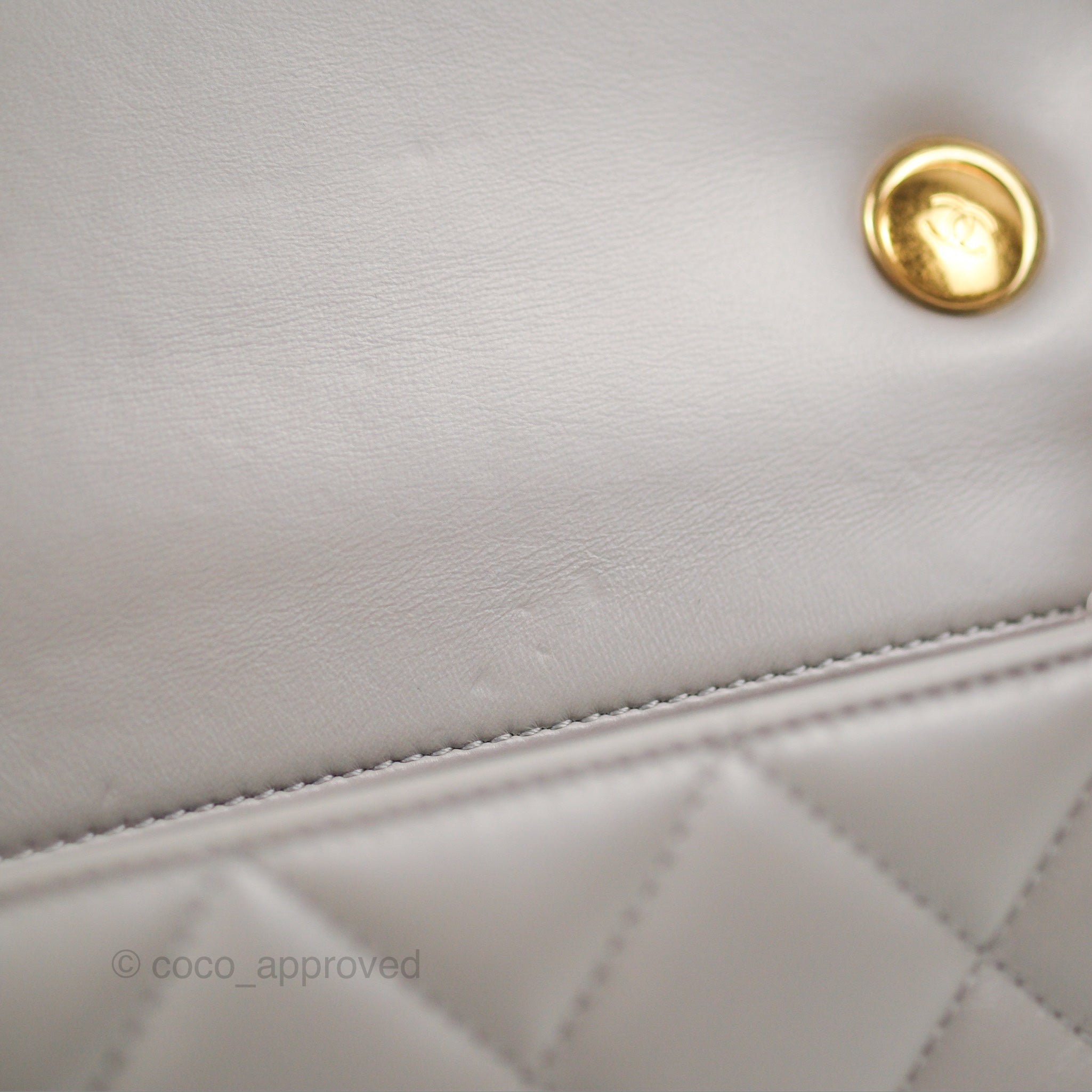 Chanel Flap Bag Grey Clair Lambskin Aged Gold Hardware 22B – Coco