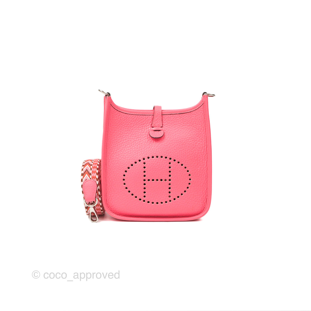 Hermès Mini Evelyne 16 Rose Azalee Clemence Palladium Hardware