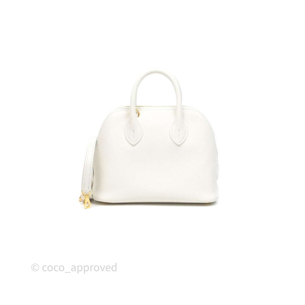 Hermès Bolide Mini 1923 Blanc 01 Evercolor Gold Hardware