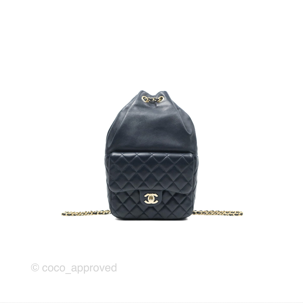 Chanel Small Seoul Backpack Navy Lambskin Gold Hardware