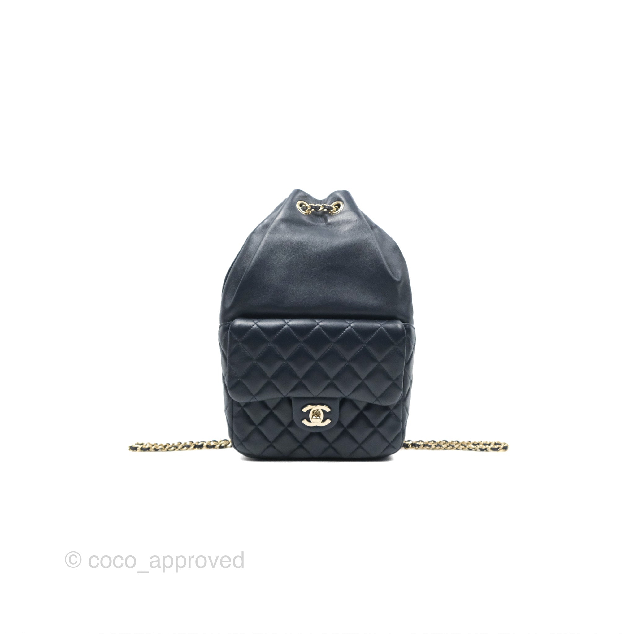 Chanel Small Seoul Backpack Navy Lambskin Gold Hardware – Coco
