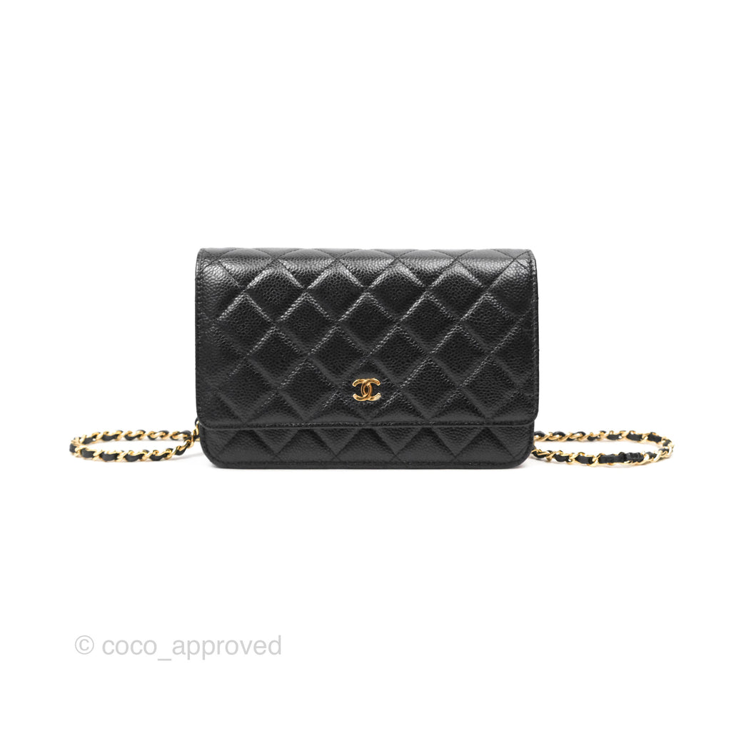 Chanel Quilted Classic Wallet On Chain WOC Black Caviar Gold Hardware