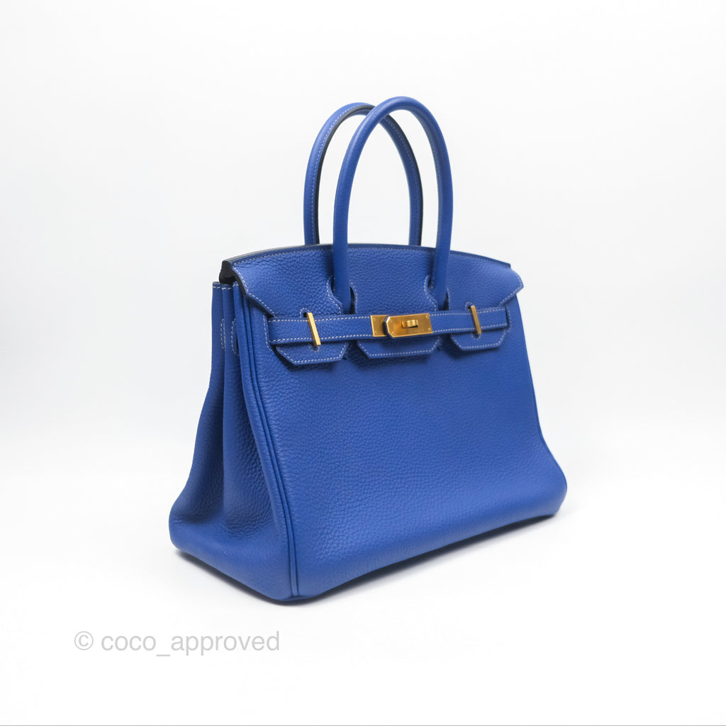 Hermès Birkin 30 Retourne HSS Blue Gris Clemence Brushed Gold Hardware