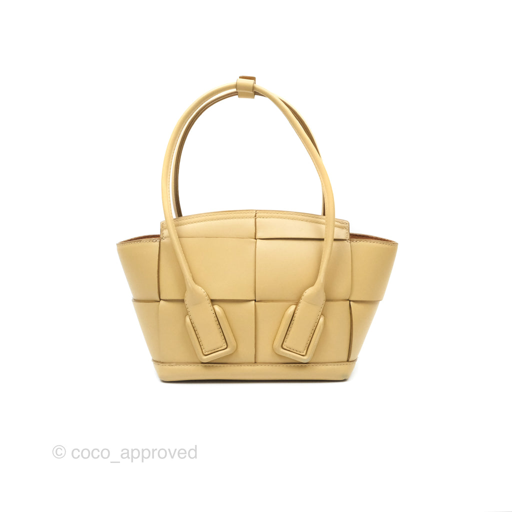 Bottega Veneta Arco Mini Intrecciato Textured-leather Tote Yellow