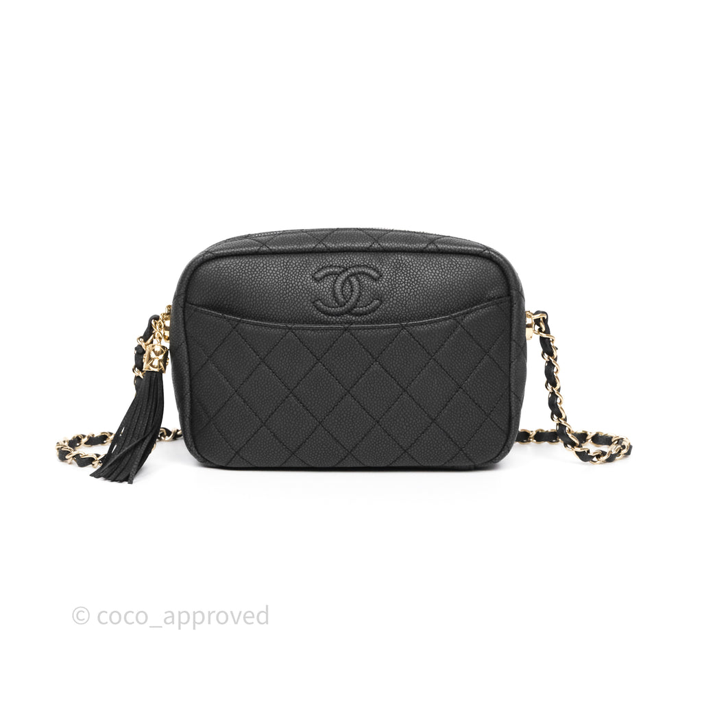 Chanel Camera Bag Black Matte Caviar Gold Hardware