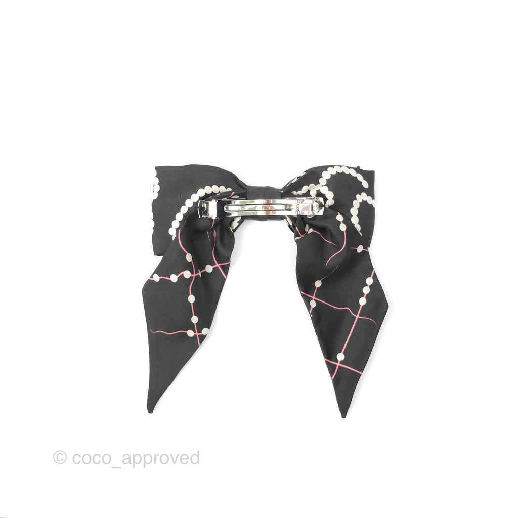 Chanel Bow Silk Hair Accessory Black 