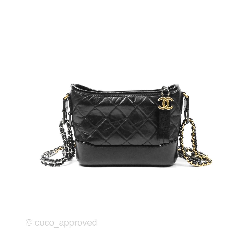 Chanel Small Gabrielle Hobo Quilted Black Aged Calfskin