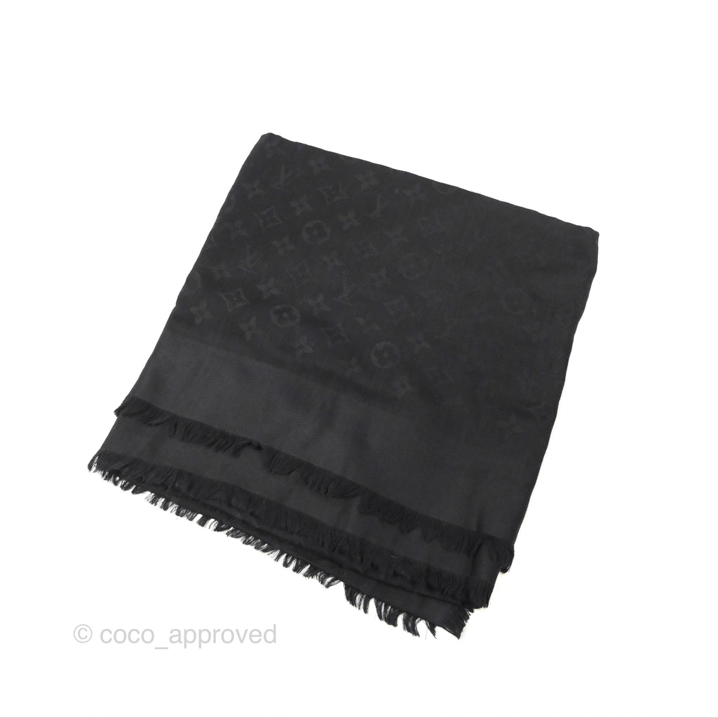 Louis Vuitton Silk Wool Monogram Shawl Anthracite