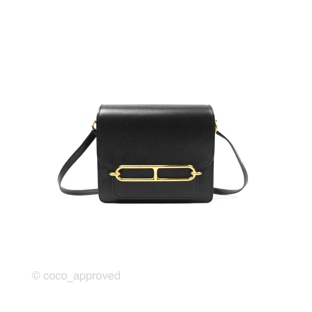 Hermès Roulis Mini 18 Noir 89 Veau Evergrain Gold Hardware