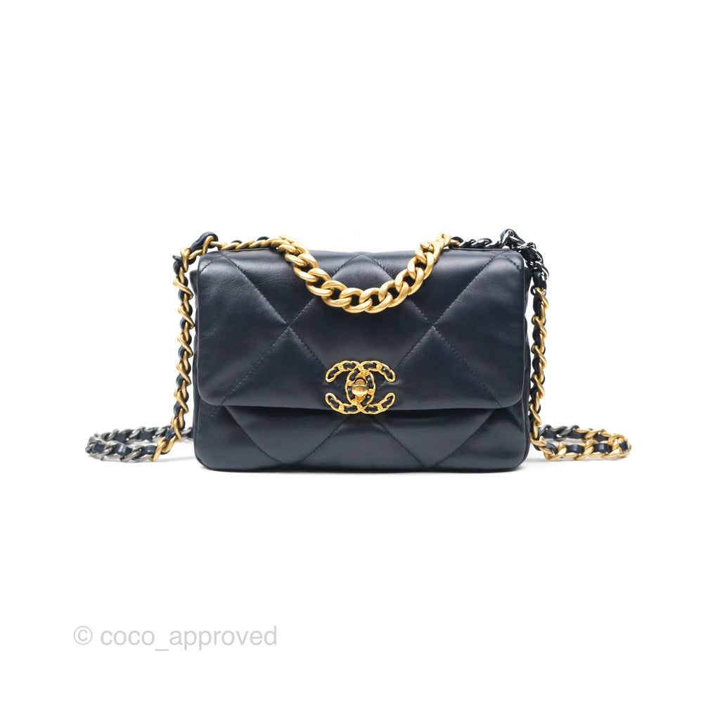 Chanel 19 Small Navy Goatskin Mixed Hardware