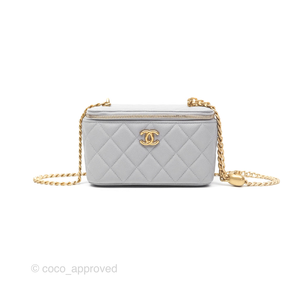 Chanel Vanity with Heart Adjustable Chain Grey Caviar Aged Gold Hardware